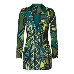 Kahindo Green Tuxedo Jacket Wearable Art Gallerycore Blazer‎ Mini Dress, S EUC